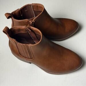 Old Navy Kids Brown Faux Leather Ankle Boots Sz 13